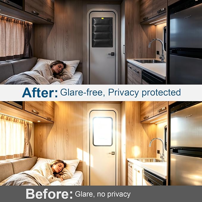 RV Door Window Shade Cover - RV Blackout Window Cover with UV Protection and Privacy Features (25 * 16 in) Foldable Magnet Design, Waterproof Fabric (Black1, 2 Pack (25" L x 16" W)) - Image 3