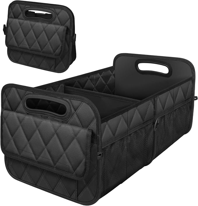 Deosk Car Trunk Organizer for SUV, Car Organizers and Storage with Reinforced Handles, Car Accessories for Women/Men 50LWaterproof Polyester Trunk Organizer, Black by Deosk