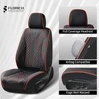 FLORICH Leather Car Seat Covers, Automotive Seat Cover 2 Pack Waterproof Seat Covers for Cars Driver Seat Cover Protectors Universal Fit for Most Cars SUV Trucks Vehicles, Black&Red Line - Image 3