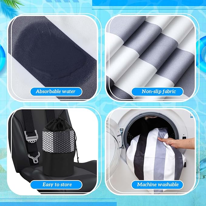 2 Pack Car Seat Towel Cover with Storage Bag, Black Vertical Stripes | 63 x 32 in Car Towel Seat Cover Non Slip Waterproof, Gym Workout Swimming Running, Machine Washable Sweat Absorbent Protector - Image 4