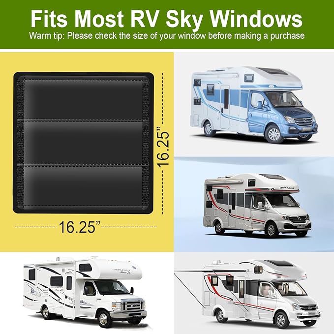 RV Skylight Cover, Vent Cover for Roof16 ¼ (L) x 16 ¼" (W), RV Window Blackout with UV Protection and Foldable Magnet Design, Waterproof Fabric, Reflective - Image 5