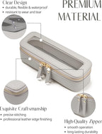 Slim Makeup Brush Bag Travel Clear Toiletry Bag for Women Cute Make Up Bag for Traveling Cosmetic Bag Organizer Waterproof Tansparent Beauty Makeup Case Blue Gray - Image 3