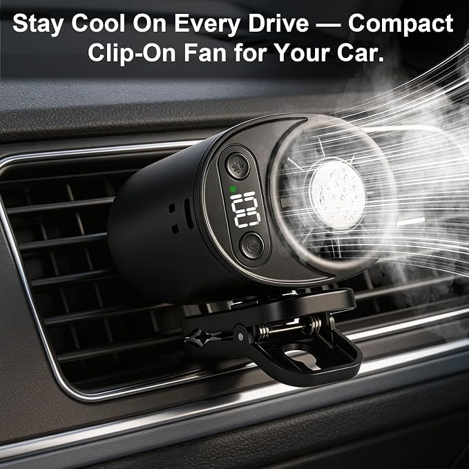 Car Clip on Air Conditioner Fan Portable Mini Personal Fan for Vehicle Umbrella Office Beach Shirt Camping Waist - Image 2