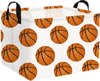 FXOLCSHE Rectangular Basketball Basket,Canvas Basketball Laundry Basket,Kids Toys Storage Bin with Handles,Boys storage box,Baby hamper,Room Decor(Basketball) by FXOCSHE