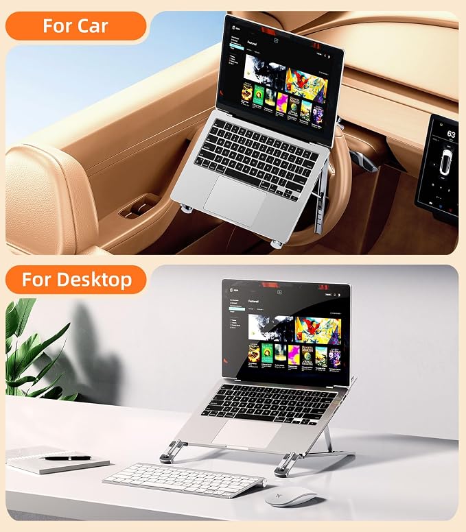Car Laptop Mount Steering Wheel Tray Holder, Height Adjustable Car Desk for Laptop Computer Tablet, Foldable Portable Lap Laptop Stand for Car Vehicle Workstation Accessories Truck SUV Tesla - Image 9