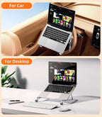 Car Laptop Mount Steering Wheel Tray Holder, Height Adjustable Car Desk for Laptop Computer Tablet, Foldable Portable Lap Laptop Stand for Car Vehicle Workstation Accessories Truck SUV Tesla - Image 9