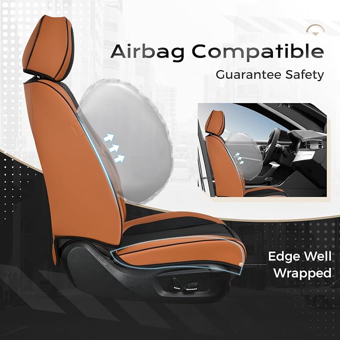 Coverado Car Seat Covers, Seat Covers for Cars, Waterproof Leather Auto Seat Protectors, Leather Car Seat Cushion, Car Interiors Accessories Universal Fit for Most Cars - Image 3