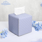 HOMOTEK 2 Pack Tissue Box Cover, Square PU Leather Tissue Holder, Decorative Facial Tissue Cube Paper Organizer Dispenser for Bathroom, Night Stands, Desk, Car 5X5X5'' - Rattan Weave,Lavenderpurple - Image 3
