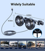 Long Arm Dual Head Car Cooling Fans for Back Seat for Kids, Usb 5V/ 12V /24V Car Backseat Headrest Fan for Baby Rear Facing, Car Seat Cooler That Blow Cold Air for Vehicles Sedan Suv Without Ac - Image 7