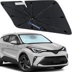 Windshield Sun Shade Umbrella for Toyota C-HR 2018-2023, Foldable Front Window Sunshade with 360° Rotating Shaft, Custom Fit Car Shades for C-HR Accessories with UV & Heat Protection by Visufy