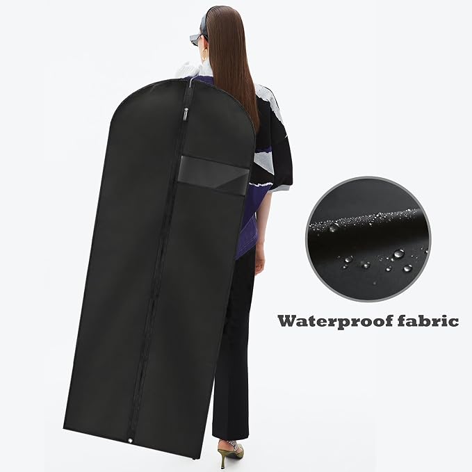 Dress Bags for Gowns Long, 65'' Garment Bags for Hanging Clothes, Suit Bag Cover for Storage and Travel (Black) - Image 6