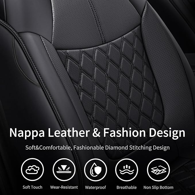 Huidasource Custom Fit RAV4 Front Car Seat Covers, Leather Seat Cushion Cover Accessories Fit for 2019-2024 Toyota Rav4 XLE LE XLE Premium Limited(Not for Hybrid/Adventure/TRD Off-Road/Prime, Black) - Image 6