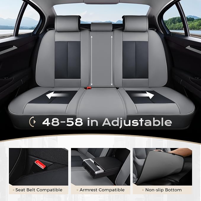 Coverado Car Seat Covers, Seat Covers for Cars, Waterproof Leather Auto Seat Protectors, Leather Car Seat Cushion, Car Interiors Accessories Universal Fit for Most Cars - Image 6