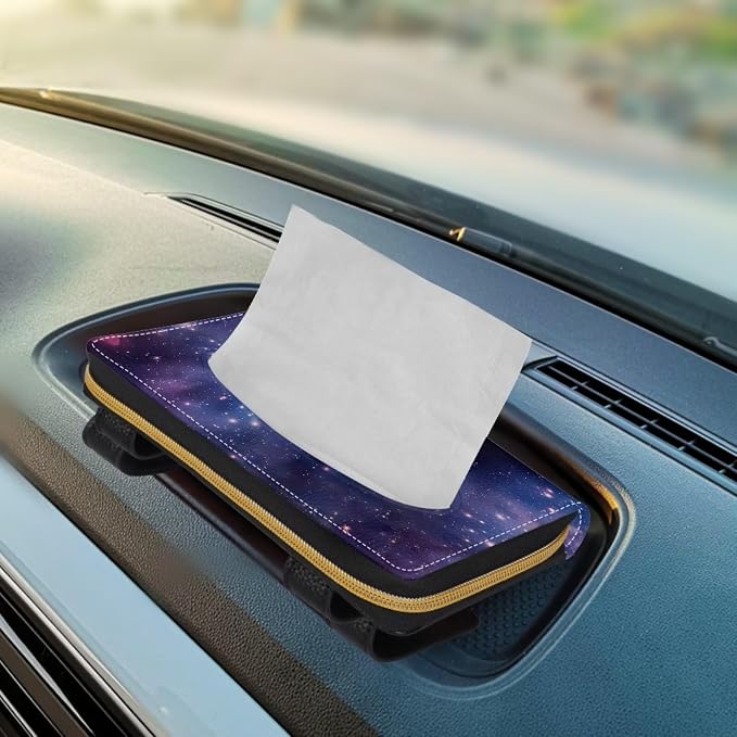 Biyejit Car Tissue Holder, Galaxy Stars Premium Sun Visor Napkin Case, Hanging Car Accessories Used to Organize Paper Towels and Storage Small Items - Image 5