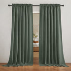 RYB HOME Green Linen Sheer Curtains 102 inches Long, Thick Heavy Textured Rod Pocket Machine Washable Privacy Assured for Living Room Bedroom, W 52 x L 102 inches, Hunter Green, 2 Panels - Image 7