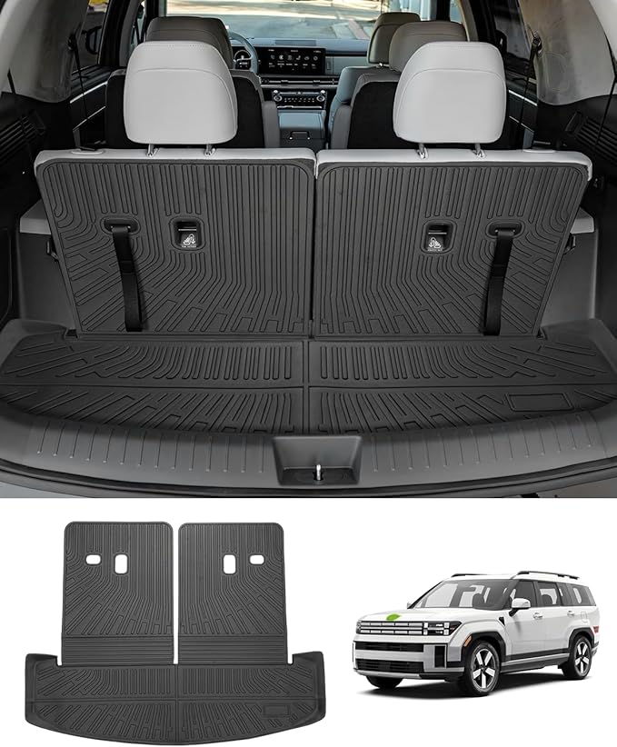 Cargo Liner for Hyundai Santa FE 2024 2025 2026, All Weather Cargo Mat for Santa Fe Accessories, Heavy Duty Trunk Mat with Backrest Mats, Car Accessories by cartist