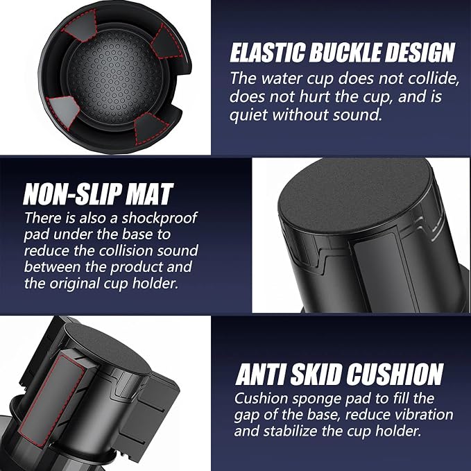 Cup Holder Expander for Car, Adjustable Adapter with Non-Slip Base for Water Bottles, Travel Mugs, Fits 65-100mm Console Hole - Image 7