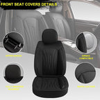 Front Seat Covers for Toyota Avalon 2001-2022 Faux Leather | Waterproof Breathable Scratch Resistant 360° Wrap Airbag Compatible Easy Clean (2 Seats,Black ) - Image 2