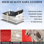 Coverado Leather Car Seat Covers Full Set, 5 Seats Seat Covers for Cars, Waterproof Car Seat Cushions, Front and Rear Seat Protectors Universal Fit Most Vehicles (Red&Beige) - Image 3