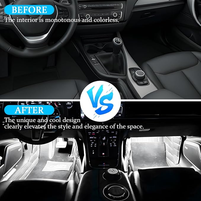 Car Interior LED Lights, 4 in 1 Bright Vehicle Ambient Neon Light Kit with DC 5V USB Port, Automotive Under Dash Decoration Night Lamp, Universal for RV, Truck, Sedan (White) - Image 5