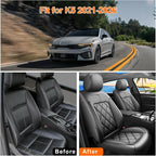 K5 Car Seat Covers Custom Fit for Kia K5 2021-2025 2026, Full Coverage Leather Waterproof Breathable Seat Covers Full Set, Automotive Seat Protectors, Airbag Compatible(5 Seats, Black) - Image 6