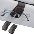 AICEL 2PCS Sunglasses Holders for Car Sun Visor, Carbon Fiber, Black | Leather Eyeglasses Hanger Mounter, Magnetic Glasses Holder and Ticket Card Clip, Car Accessories, Universal Fit by AICEL