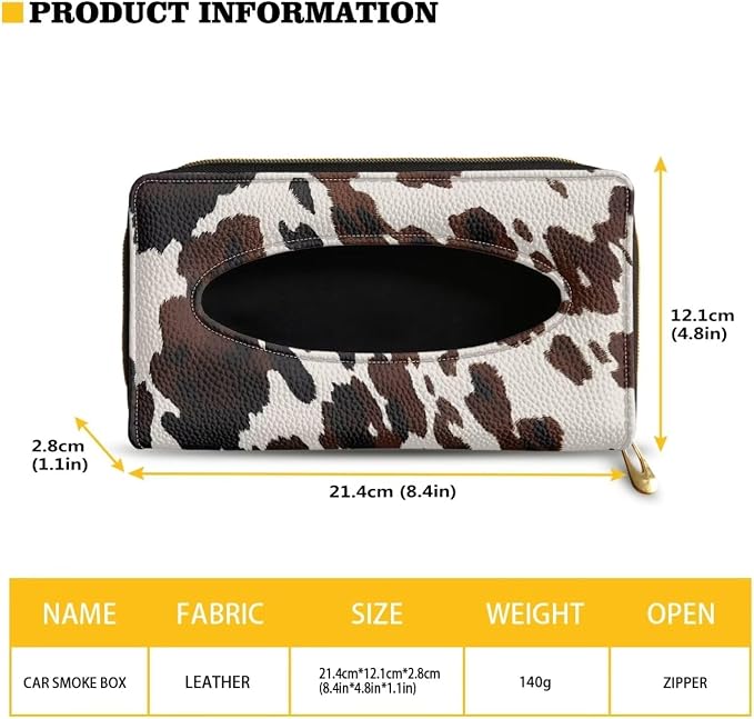 Biyejit 2 Pack Tissue Holder, Cow Hide Print Visor Napkins Box, Dispenser for Car Decoration, Suitable for Most Cars - Image 6