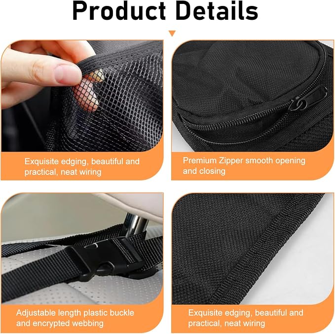 Car Seat Storage Hanging Bag, Multi-Pocket Seat Side Organizer with Mesh Pocket, Multifunctional Storage Pouch for Phone Wallet Glasses Drink, Universal Car Holder for Sedans SUVs Trucks - Image 3
