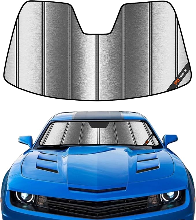 Pigenius Windshield Sun Shade for Chevrolet Camaro Coupe 2010-2015, Custom Front Window Sunshade - Metallic by Pigenius