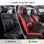 Coverado Seat Covers, Car Seat Covers Front Seats, 2 Pack Black and Red Leather Seat Covers, Waterproof Car Seat Protector with Lumbar Support, Front Seat Covers Universal Fit for Most Cars - Image 6