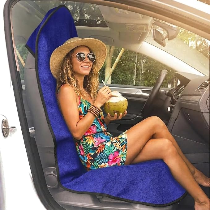 Car Seat Cover Protector Front Seats,for Gym Workout,Running,Swimming,Beach and Hiking,Waterproof Sweat Towel Bucket Seat Covers for Cars SUV Trucks (Blue, 2Pcs) - Image 2