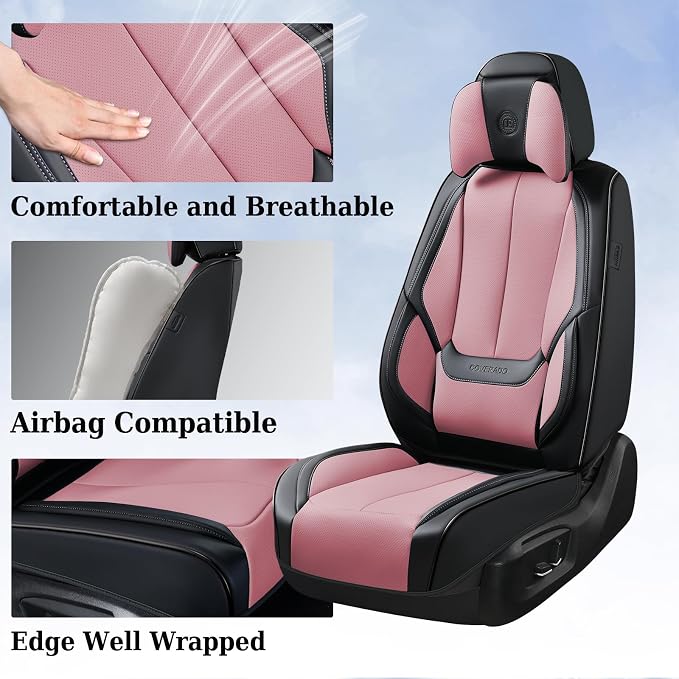 Coverado Car Seat Covers, Seat Covers for Cars, Waterproof Leather Auto Seat Protectors, Leather Car Seat Cushion, Car Interiors Accessories Universal Fit for Most Cars - Image 6