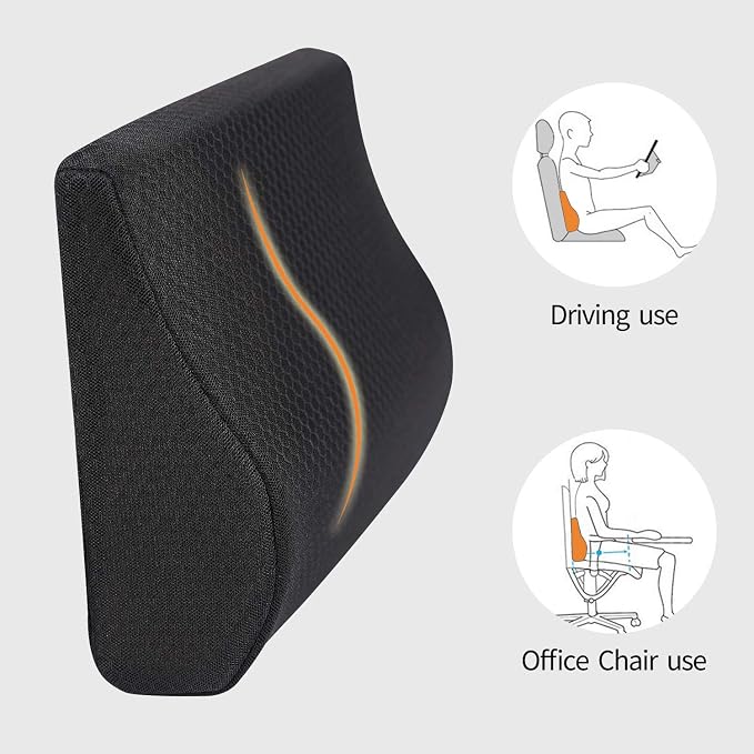 Memory Foam Lumbar Support Pillow for Car - Lower Back Support Cushion for Driving, Back Pain Relief for Car Seat, Office Chair, Wheelchair (Black) - Image 6