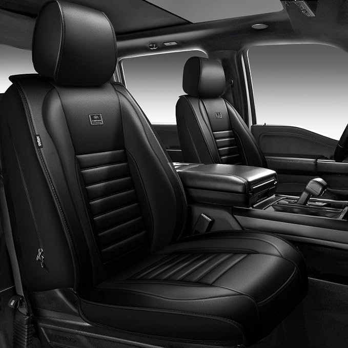 CAR PASS Nappa Leather Car Seat Covers Full Set, Luxury Seat Protector for Cars, Waterproof Anti-Slip Car Seat Cushion Armrest Compatible Airbag Universal for Sedan SUV Pick-up Truck Automotive, Black - Image 9