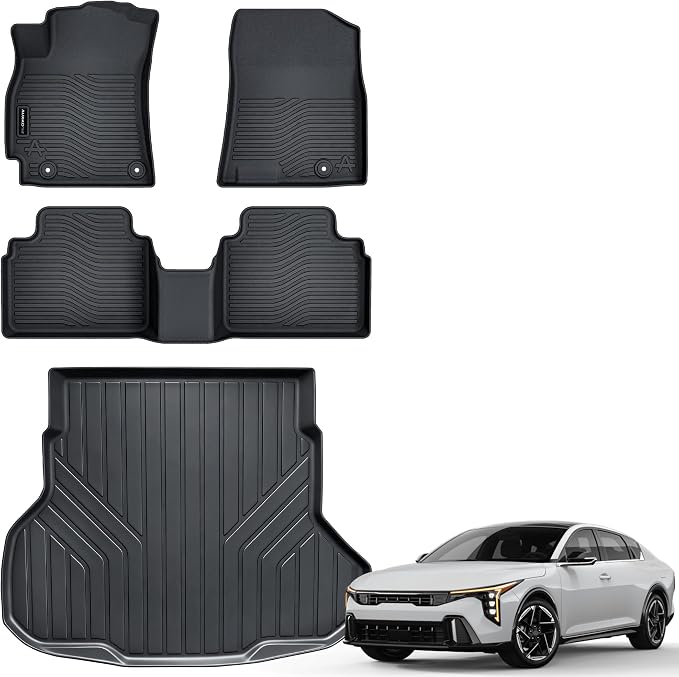 AUXKO All Weather Floor Mats Cargo Mat for 2025 2026 Kia K4 Sedan | High Wall,All-Weather,All Season,Odorless,Anti Slip,Rain&Salt Resistant,TPE Material,Black,Accessories,Pet Friendly by AUXKO