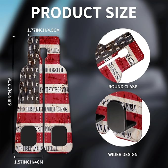 Car Seat Headrest Hook, Universal Leather Cute Hanger Holder Hook, Storage Organizer Interior Accessories for Purse Bags Handbag Retro American Flag - Image 5
