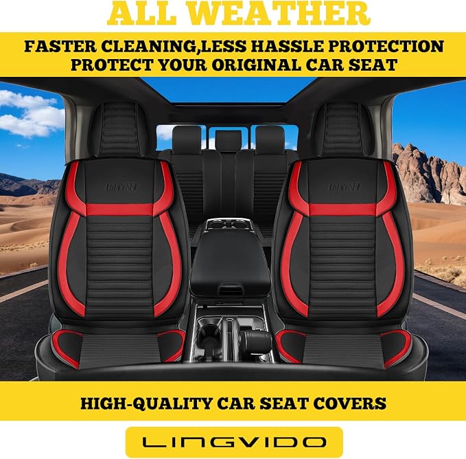 Car Seat Covers Full Set, Faux Nappa Leather, for Sedans and SUVs | Full Set, Waterproof, Airbag Compatible - Image 3