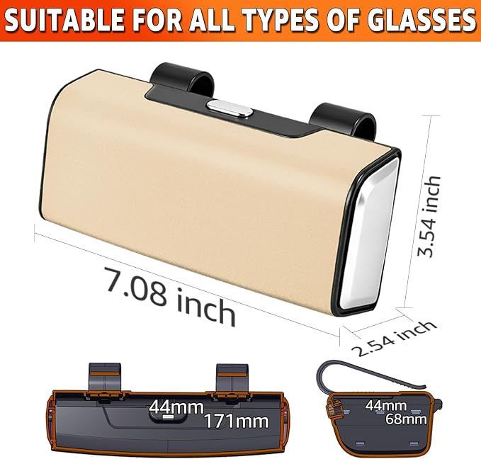 Car Sunglasses Holder for Sun Visor, Button Leather Eyeglass Hanger and Interior Storage Box - Image 4