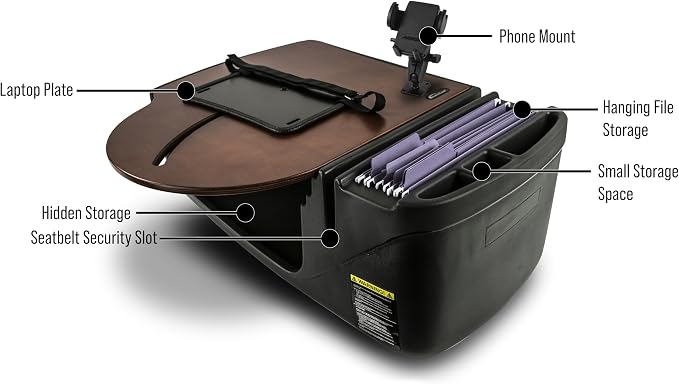 AutoExec AE-RMCD-PM-21M Roadmaster Car Desk for Your Vehicle Workstation and Mobile Office, Mahogany with Phone Mount | Vehicle Workstation, Mobile Office, Phone Mount - Image 3