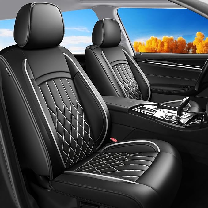 Fit Tundra Car Seat Covers Compatible with Toyota Tundra 2007-2025 2026 - Waterproof Breathable Leather Seat Cushions Protector,Airbag Compatible,Only 2 Front seat Covers(Whiteline) by Unknown