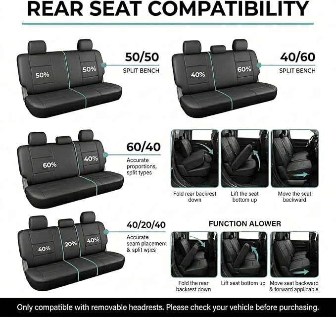 FH Group Car Seat Covers Trendy Elegance Blue Full Set Automotive Seat Covers, Airbag and Split Rear Combo Non-Slip Dash Grip Pad Universal Fit Interior Accessories Cars Trucks SUV Car Accessories - Image 5