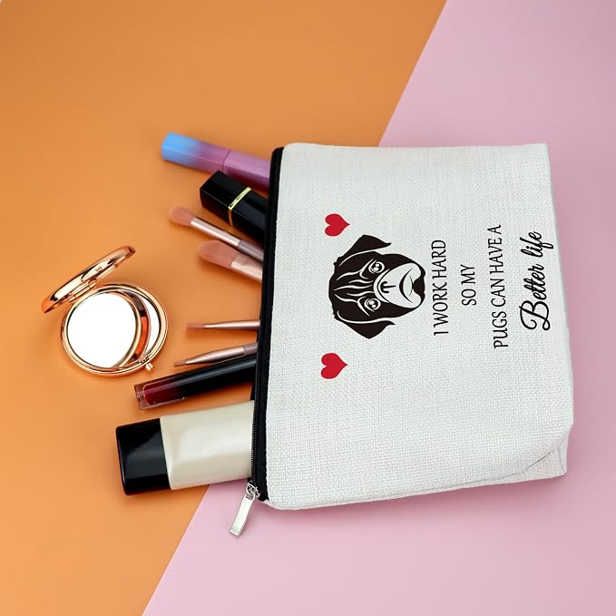 Pug Gifts Makeup Bag Pugs Lover Gifts Dog Lover Gift Cosmetic Bag Christmas Birthday Gift For Pugs Lovers Pug Mom Owner Pet Make Up Bag Themed Travel Pouch - Image 5
