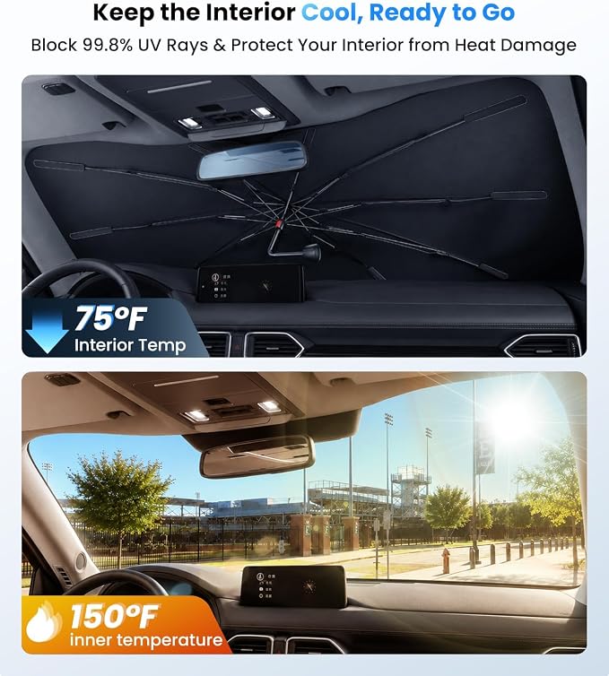 Zanch 2026 Upgraded Windshield Sun Shade Umbrella: Custom Fit for Mazda CX-5 2013-2025 Front Window Sunshade, Block UV Rays & Keep Car Cool, Precision 1:1 Scan for Mazda CX-5, No Gaps & No Scratches. - Image 3