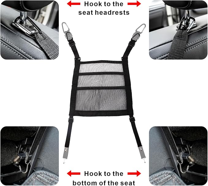 3-Layer Car Seat Gap Organizer 11.8×11.8" Mesh Storage Pocket | Between-Seat Storage Net with Pet Barrier, Holds Handbag, Tissues & More – Fits SUV/Van - Image 5