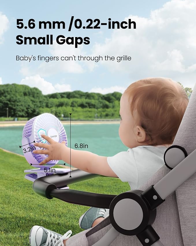 Gaiatop Portable Clip on Fan, Mini Personal Quiet Rechargeable Fan | Battery Operated, Small 3 Speed 360° Rotate, Cooling for Desk Table Home Office Stroller Camping Women Gifts Purple - Image 3