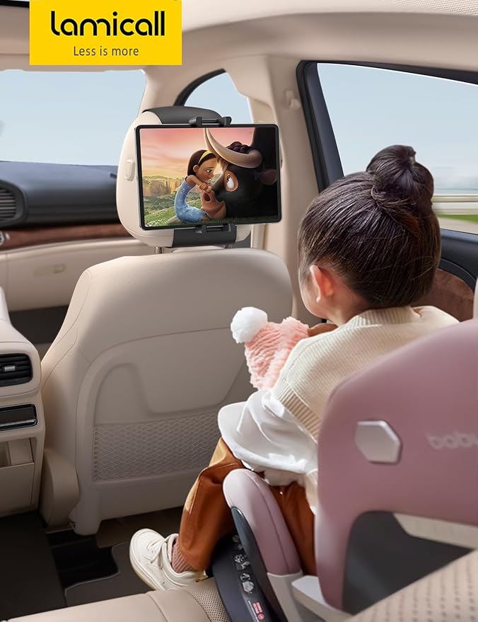 Lamicall Tablet Holder for Car Headrest - [Thick Case Friendly] | 360° Rotation, Car Tablet Mount for Backseat, Road Trip Essentials for Kids, for iPad Pro, Galaxy, Fire HD, 6.1-13" Tablets - Image 7