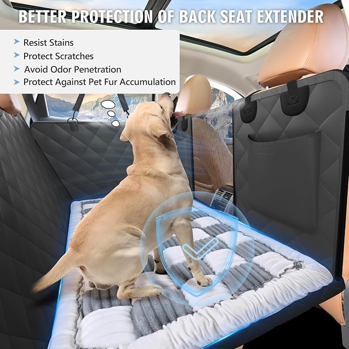 Dog Bed for Car Back Seat, Non-Slip Backseat Pet Mat Standard, 51''X23.5'' | Soft Blanket for Travel, Plaid Flannel, Quilted PP Cotton Filling, Non-Slip Backing, Machine Washable, Fit Backseat Extenders - Image 4