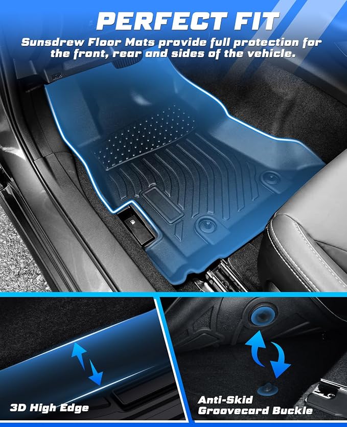 Sunsdrew Floor Mats for 2018-2023 Subaru Crosstrek / 2017-2023 Impreza | Front Rear 2 Rows Car Mats Accessories, All Weather Protection, TPE Rubber, Raised Edge - Image 2