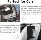 kakaforsa Cloth Tissue Cover, Toilet Paper Holder, Hang Paper Towel Holder for Car Home Office Desk Travel, Cotton Face Tissues Holder, Ebony Black - Image 5