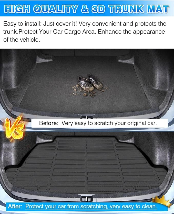 Cartist Cargo Liner Fits for Toyota Corolla Sedan & Corolla Hybrid 2020-2024 (Not for Corolla Cross & Hatchback) All Weather Trunk Mat Durable 3D Upgrade Anti-Slip Rear Cargo Mat Trunk Liner Black - Image 6